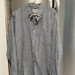 J. Crew 100% Linen Black and White Houndstooth Shirt